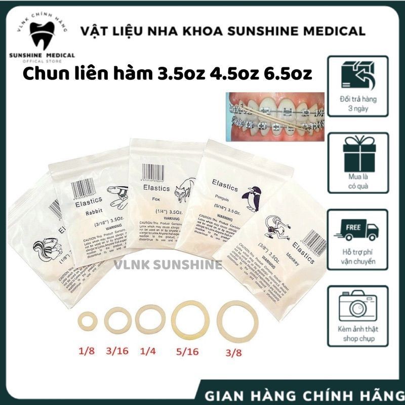 Chun chỉnh nha Orthodontic Rubber Band, Chun liên hàm , Chun niềng răng  1/4 1/8 3/8 3/16 5/16 hỗ tr