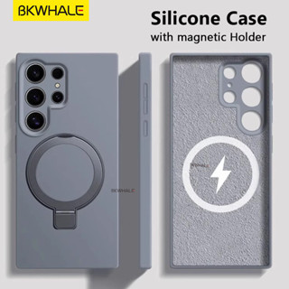 BKWHALE Giá Đỡ Từ Tính Silicon Lỏng Ốp Lưng Điện Thoại Samsung S25 S24 S23 Ultra Plus S25 + S24 + S23 + S25Edge Vỏ Có Giá Đỡ