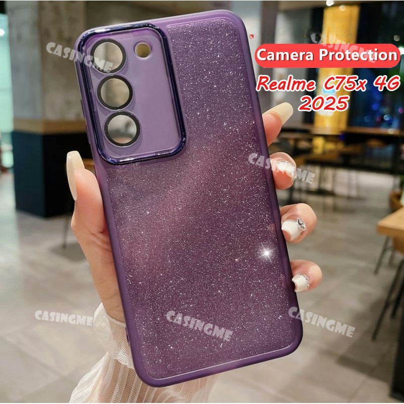 Dành Cho Realme C75X 4G 2025 Bling Lấp Lánh Vỏ Silicon Mềm Trong Suốt Ốp Điện Thoại Cho Realme C75X 