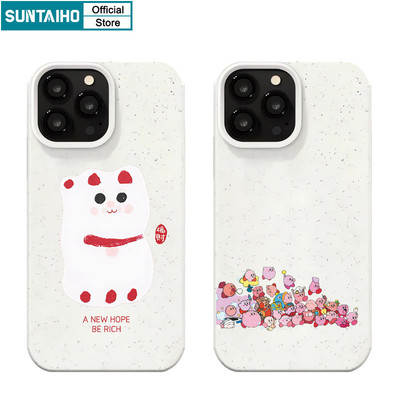 Suntaiho Ngộ nghĩnh Vỏ Độc Đáo Họa Tiết Mèo May Mắn Ốp lưng Iphone 11 12 13 14 15 16 Pro Max IP 7 8 Plus Iphon X Xs XR Xs Max Silicon Mềm Cao Cấp Chống Sốc Ốp Lưng