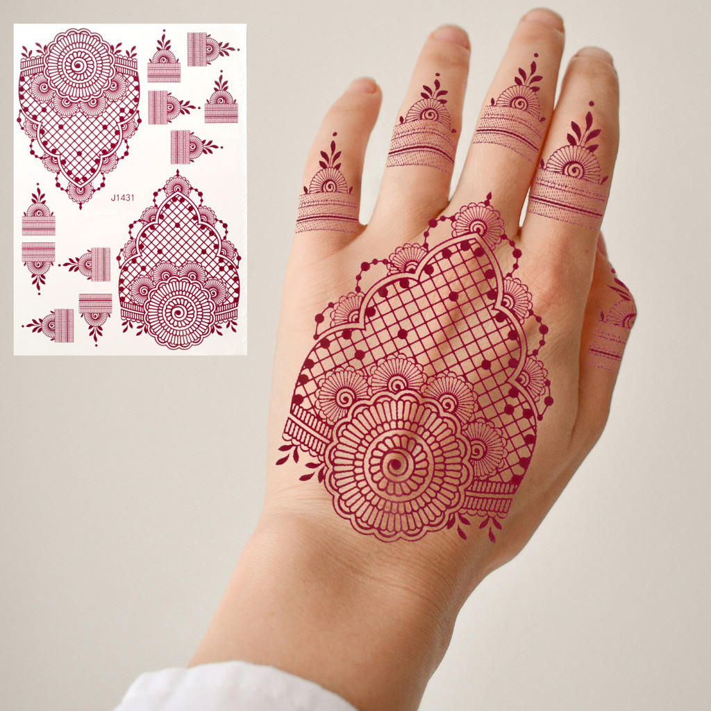 Nâu Henna Hình Xăm Dán Cho Nữ 2025Years Mới Chống Thấm Nước Tạm Thời Hình Xăm Cho Tay Fower Hình Xăm