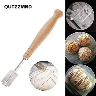 Qutzzmnd Máy Cắt Bánh Mì Có Nắp Lưỡi Mỏng Khuôn Nướng Bánh Tay Cầm Bằng Gỗ Bột Chấm Dụng Cụ Dao Cạo