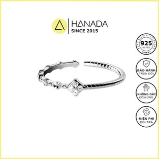Nhẫn Bạc 925 Hanada  Ngón Út Thoi 4 đá Freesize  0537 P9