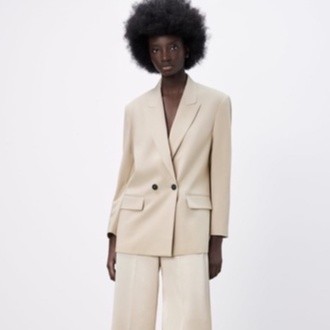 Áo blazer Zara full tag made Morocco oversize hai hàng khuy đơn - nữ