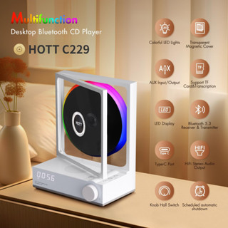 Hott C229 Retro HIFI CD Player Bluetooth hai chiều RGB Màu sắc rực rỡ Hiệu ứng ánh sáng Máy nghe nhạc có thể sạc lại Loa tích hợp Đầu vào thẻ TF