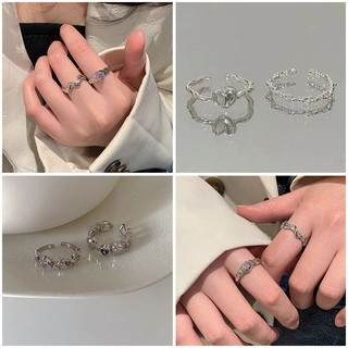 Ins Tím Sáng Bóng Nhẫn Hình Tình Yêu Nhẫn Mở Đầu Đơn Giản Người Bạn Quà Tặng Phụ Kiện Thời Trang