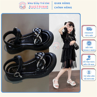 Giày sandal bé gái đi chơi đi tiệc đi học sang trọng có quai dán tiện dụng cho bé gái 5-12 tuổi 