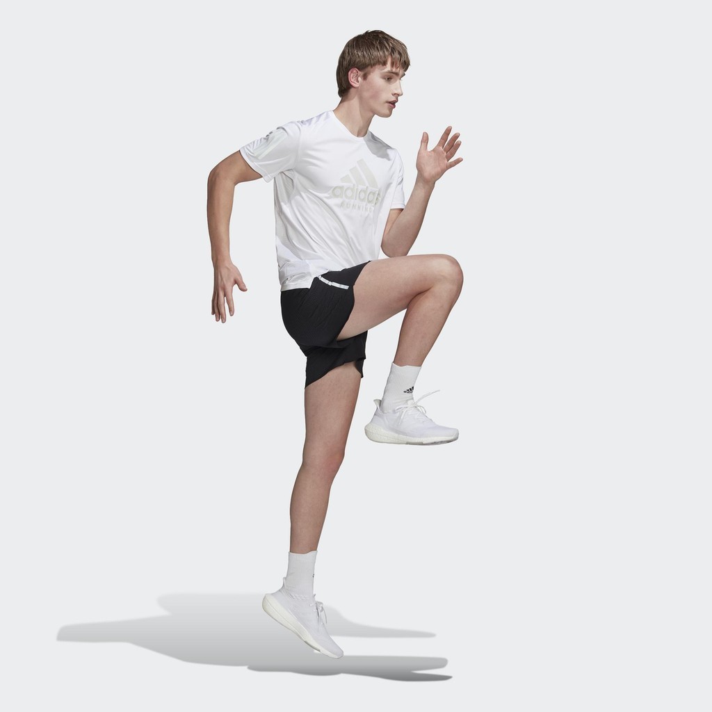 Adidas Chạy Áo Thun Ngắn Tay Chạy Bộ Graphic In-Line AEROREADY Own the Run Nam trắng HA4316