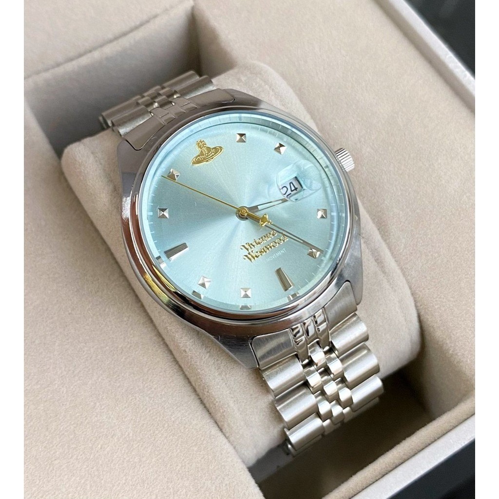 Đồng hồ mẹ nữ hoàng Vivian Saturn Queen West Hot Girl Ice Broken Ladies Ice Blue Thời trang thạch an