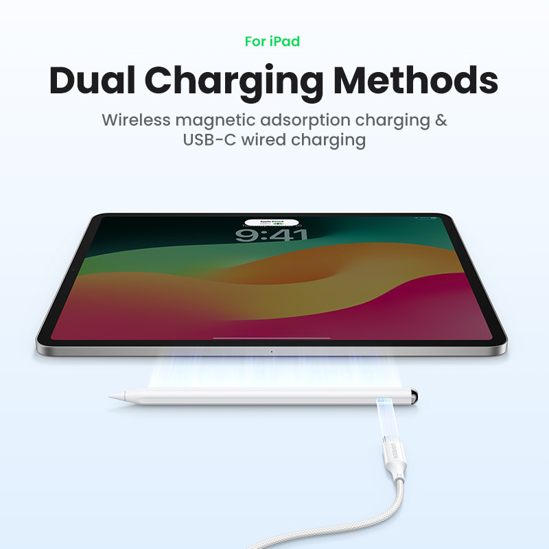 Bút cảm ứng thông minh UGREEN - Sạc kép từ tính & USB-C, Sạc nhanh, Thời lượng pin dài, Hiển thị dung lượng pin Bluetooth, Hỗ trợ nghiêng & Gắn từ tính cho iPad Pro/Air/Mini | BigBuy360 - bigbuy360.vn