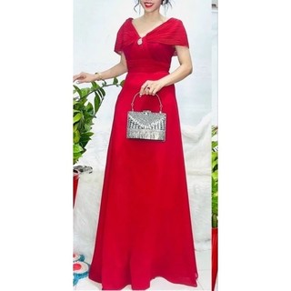 Váy, Đầm  trung niên  vải voan size lớn 75kg cổ nữ hoàng bệt vai nhấn eo tôn dáng, Đầm  trễ vai bigsize