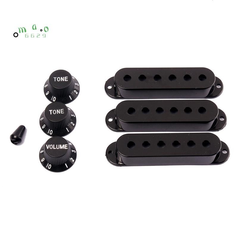 💖Bộ 3 Guitar Pickup Cover Volume Tone Knobs Tip Set, Đen