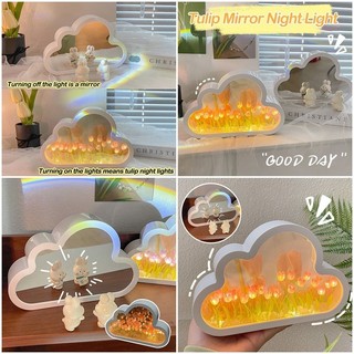 Handmade Tulip Đèn Ngủ DIY Cloud Gương Đèn Để Bàn Đồ Trang Trí Sinh Nhật Quà Tặng Ngày Lễ Tình Nhân