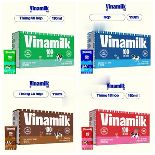 Thùng 48 Hộp x 110ml Sữa Tươi Có  Đường - Ít Đường Vinamilk 100%