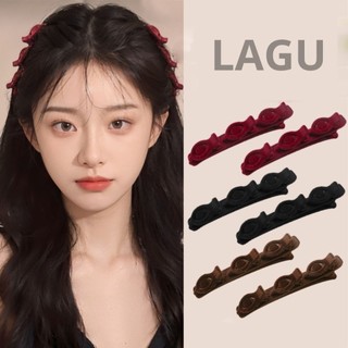 Kẹp tóc mái mỏ vịt LAGU cặp bấm mái nữ đẹp vintage bện tóc mái màu trơn dễ thương ngọt ngào