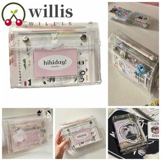 Túi đựng bút chì PVC WILLIS, Hộp đựng bút chì dung tích lớn 6 lớp, Túi đựng thẻ Kawaii trong suốt dành cho nữ Đồ dùng văn phòng