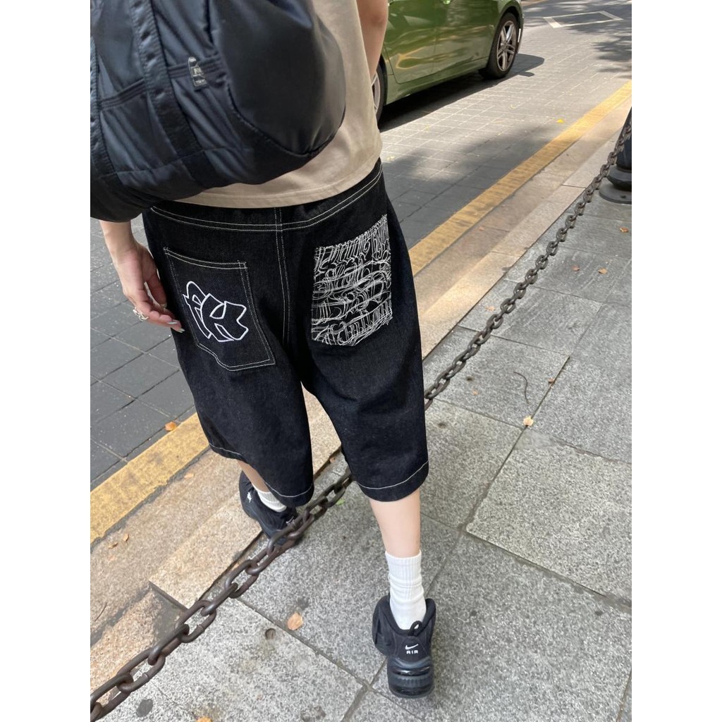 American High Street West Coast Jeans Nữ Mùa Hè 2024 Phong Cách Mới Đường Tây Bờ Biển Rửa In Hình Cr