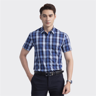 ÁO SƠ MI NGẮN TAY ARISTINO MÀU XANH KẺ XANH TÍM THAN ASS150S3