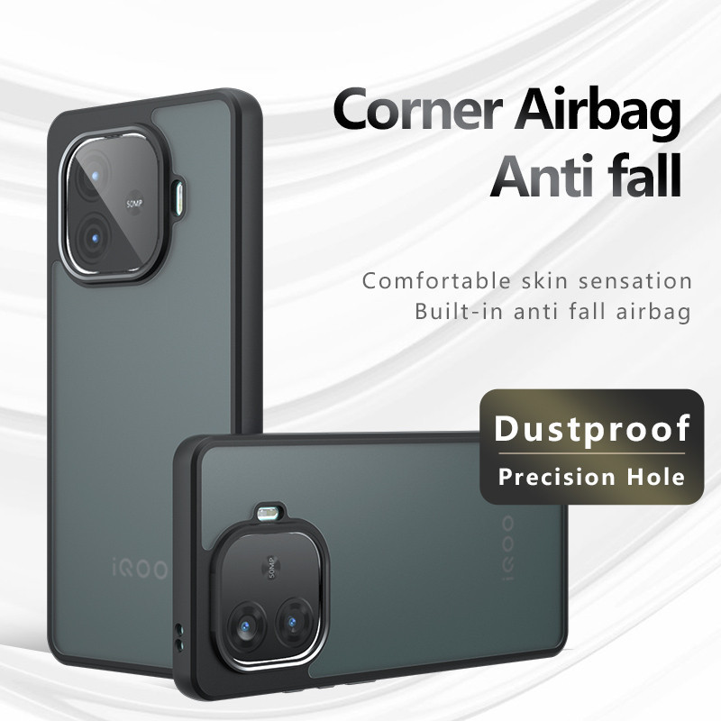 Dành Cho Vivo iQOO Z9 Turbo, Z9 Turbo Plus Ốp Lưng ELVEV Chống Sốc Mờ Da PC + TPU Chống Vân Tay Trong Suốt