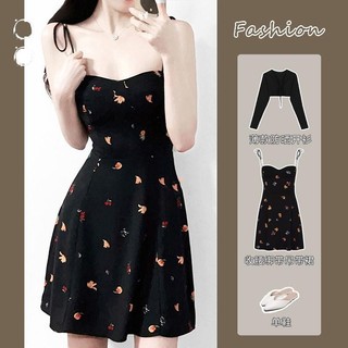 Đầm Hoa Eo Suspender Phù Hợp Với Nữ Mỏng Chống Nắng Quần Áo Cardigan Eo Váy Ngắn