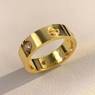 Phong cách va chạm thời trang Kim cương một hình / Phiên bản rộng không có kim cương Willow Stud Nhẫn thép titan mạ thép titan 18K Vàng hồng Retro Thời gian cao cấp Nhẫn chống nước Quà tặng sinh nhật 520 Quà tặng bạn gái