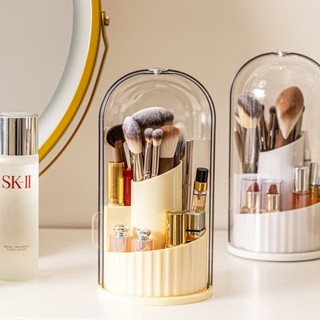 Hộp đựng cọ trang điểm, son môi xoay để bàn, xô đựng cọ, cao cấp có nắp, tủ chống bụi, kệ