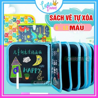 Sách Vẽ Tô Màu Xóa Được Kèm Bút Màu Cho Bé 10 Trang Với 6 Màu Đồ Chơi Montessori Tranh Vẽ Tô Màu Cho Bé - Lana Queen