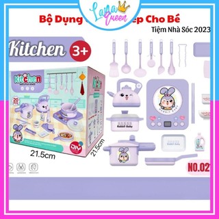 Đồ chơi nấu ăn đồ chơi nhà bếp nấu ăn thỏ tím 20 chi tiết kèm bếp bếp nấu ăn đồ chơi cho bé gái - lana queen