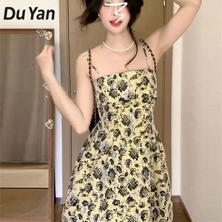Du YAN Váy treo kiểu Pháp dành cho nữ váy ngắn eo khí chất hoa
