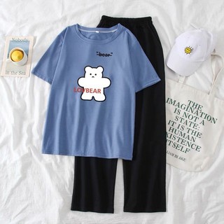 Sét Gấu LovBear  quần suông, Áo thun from rộng, chất đẹp không xù -  DVGIT