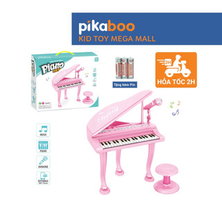 Đàn Piano cho bé màu hồng cao cấp Pikaboo cỡ to đại có ghế ngồi kèm micro chuẩn âm thanh