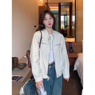 Trang Phục Công Sở Màu Trắng Cổ Điển Kiểu Mỹ Áo Khoác Ngắn Áo Khoác Gió Dáng Nhỏ Thời Trang Mẫu Mới Xuân Thu Cho Nữ Áo