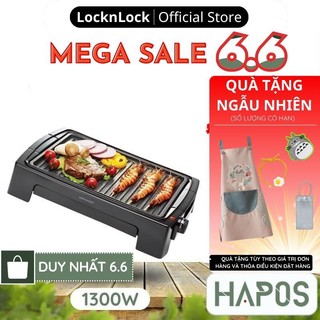 Bếp nướng điện LocknLock EJG221 Chính hãng 1300W mặt bếp đá chống dính, 5 mức nhiệt tùy chỉnh - HAPOS MALL OFFICIAL