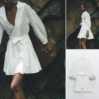 Zara Mùa Hè Phong Cách Mới Thắt Lưng Dài Tay Rỗng Thêu 3307663