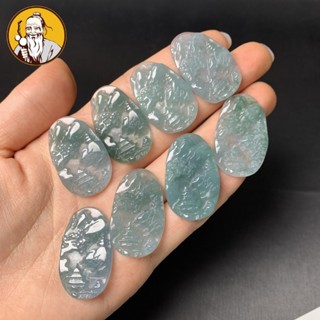 ((Giá 1 Cái) Myanmar Ngọc A Hàng Hóa Đá Thô Khắc Phong Cảnh Thương Hiệu 31.5 * 19.6 * 3mm Mặt Dây Chuyền Ngọc bích Mặt Dây Chuyền Vòng Tay DIY Phụ Kiện