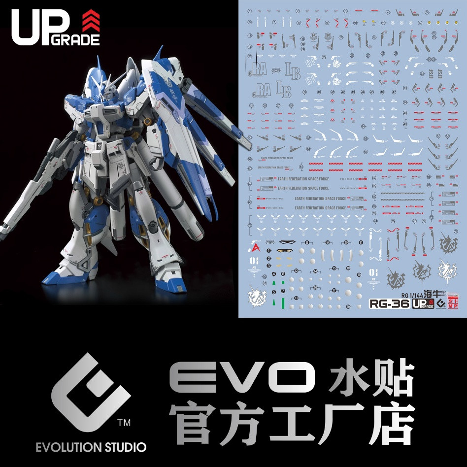 EVO RG 1 / 144 HI-V Hi Nu Mega Bazooka Fluo Trượt Nước Decal EVORG029 EVORG048