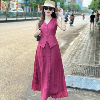 Sét váy đi biển chất đũi mềm mát siêu hot