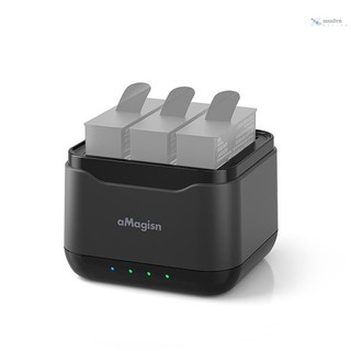 Bộ sạc pin aMagicsn AC21 với hộp sạc 3 kênh pin có cổng USB & 2 khe cắm thẻ Tương thích với Insta 360 Ace Pro / Ace