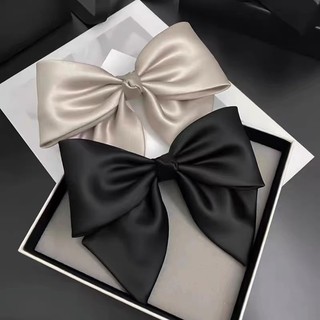 Kẹp tóc nơ đen phụ kiện tóc cao cấp satin mẫu mới