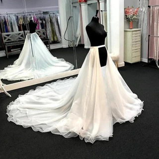 Giáng Sinh Thời Trang Organza Có Thể Tháo Rời Xe Lửa Cưới Váy Có Thể Tháo Rời Cho Dạ Hội Bóng Áo Váy Cô Dâu Overskirt Trắng
