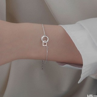 [Klf] Vòng tay vuông hình tròn đơn giản dành cho nữ Vòng tay phong cách mát mẻ Vòng tay hình học sang trọng nhẹ nhàng-