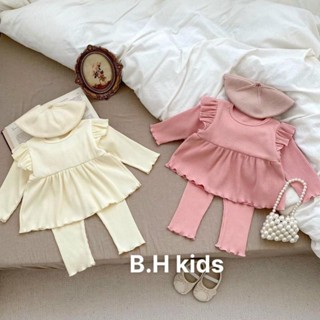 (COMBO 2 Bộ ) quần áo thun tăm [ KHÔNG KÈM MŨ] dài tay thu đông họa tiết trơn, cánh tay bèo cho bé gái size 6-16kg