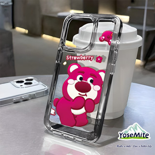 ốp lưng iPhone 15 11 Gấu dâu tây Dễ thương Hoạt hình Strawberry Bear Ốp Túi Khí Cho iPhone 15 Pro Max 11 14 13 12 Pro Max 15 8 7 Plus X XR XS 6 6S Se 2020 TPU Mềm Trong Suốt Vỏ Điện Thoại