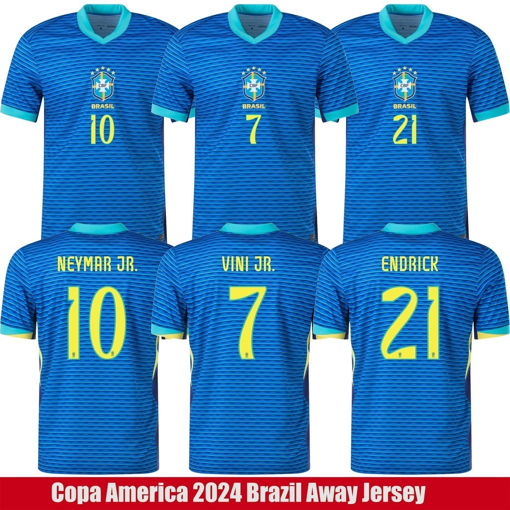 Áo Thun Bóng Đá Brazil Copa America 2024 Away Jersey Cho Neymar Jr., Vini Jr., Endrick - Nhiều Kích 