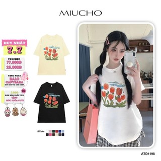 Áo phông local brand hoa tuplip unisex ATD1198 Miucho tay ngắn vải cotton new