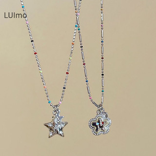 Luimo Thời Trang Đầy Màu Sắc beading Mặt Cười Hoa Ngôi Sao Mặt Dây Chuyền Vòng Cổ Nữ Trang Sức Quà Tặng SBS