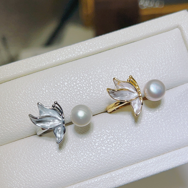 Nhẫn ngọc trai nước ngọt tự nhiên hình bướm