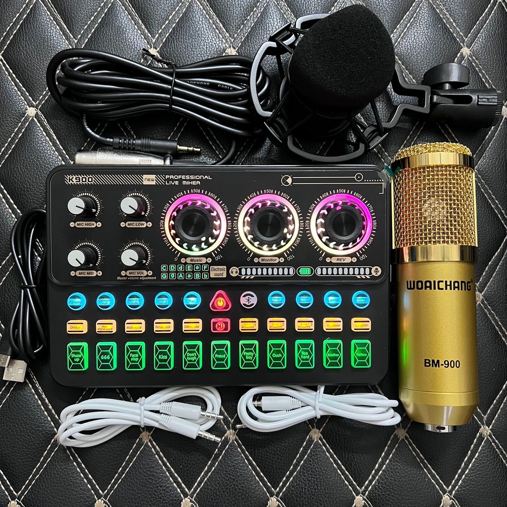 Bộ Mic Thu Âm Giá Rẻ Hot Nhất 2025,Mic BM900 + Card K900 Mới nhất Tích Hợp Pin Và Bluetooth Kèm dây 