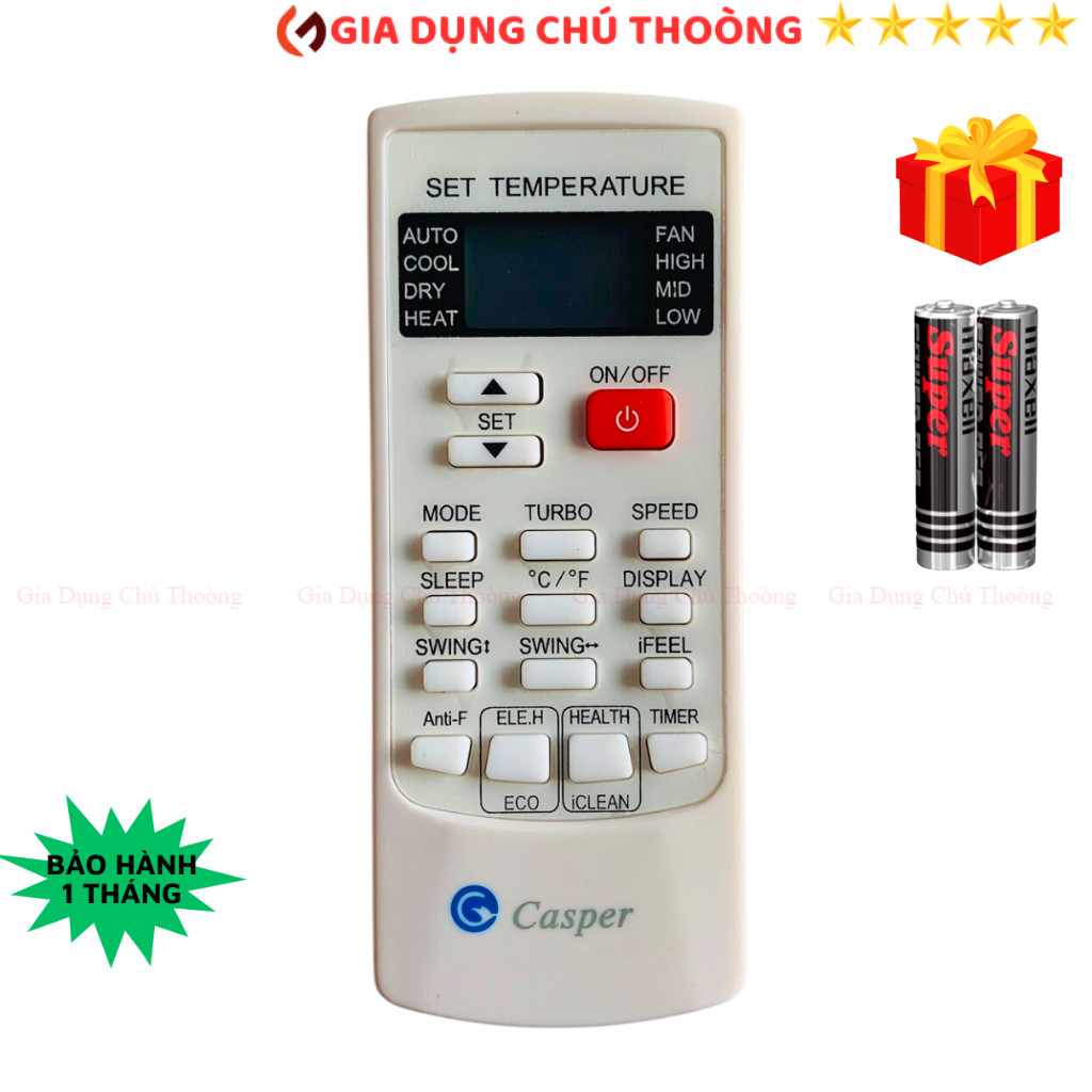 Điều khiển điều hòa CASPER Mã 07, remote máy lạnh CASPER EC-09TL22 - Tặng kèm pin