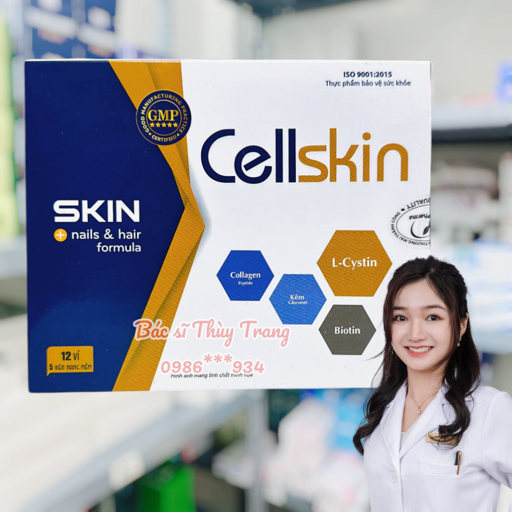 Viên uống chống lão hóa, giảm nếp nhăn, trắng mịn da Cellskin - hộp 60 viên
